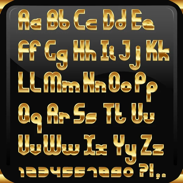 Alphabet with numbers gold — Stockvector