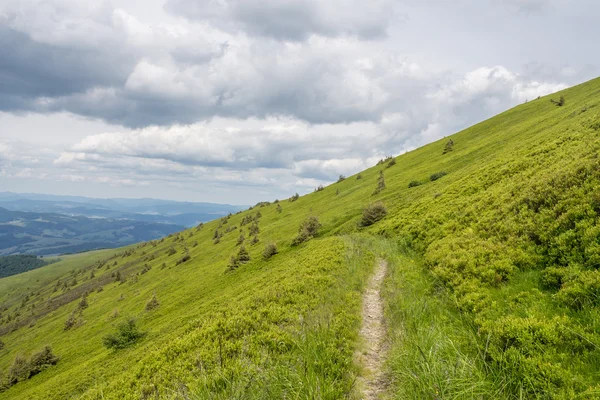 Montañas verdes y cielo azul nublado — Foto de Stock