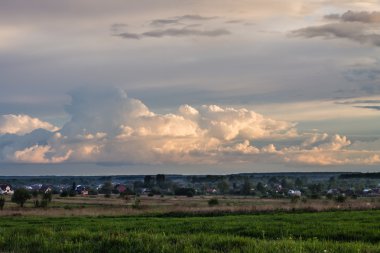 Yeşil çimlerde gün batımı ışığı
