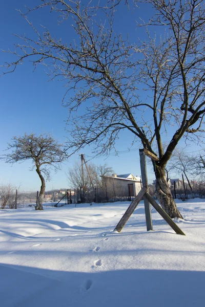 村庄的冬天风景 — 图库照片