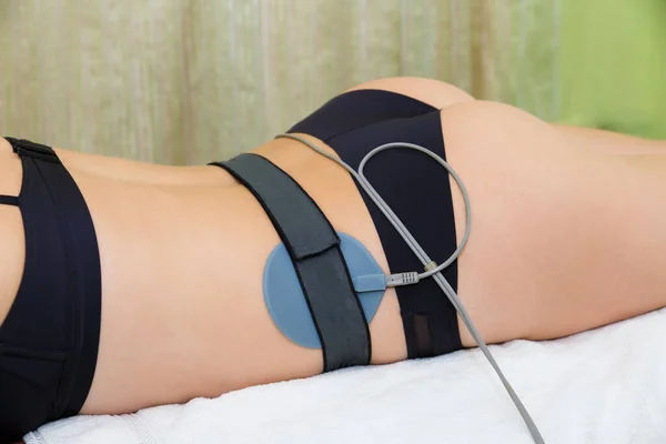 Spezielle Elektroden Zur Muskelmyostimulation Weiblichen Körper Zur Gewichtsabnahme Und Zur — Stockfoto