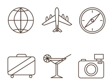 Seyahat temasında simge kümesi.