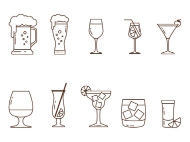 Alkolik içecekler ve cam ikonlar..