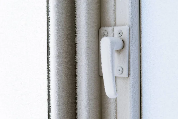 Téma Fagyasztás Otthoni Műanyag Ablakok Házban Mert Idős Kor Ablakszigetelés — Stock Fotó