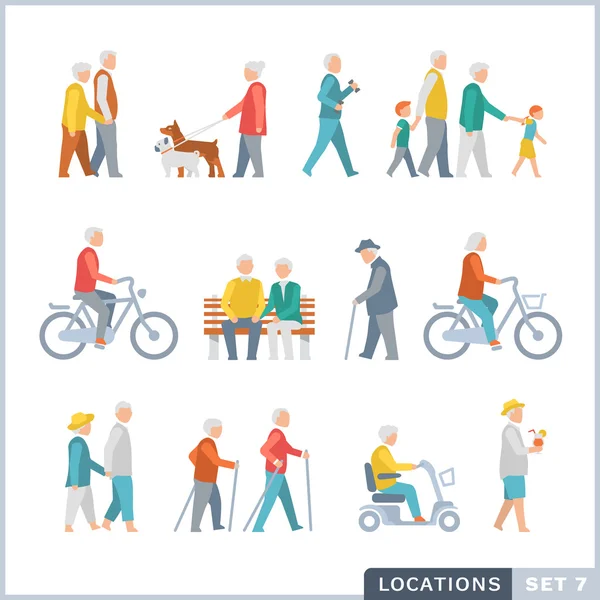 Older People on the street. Neighbors. — Stock Vector