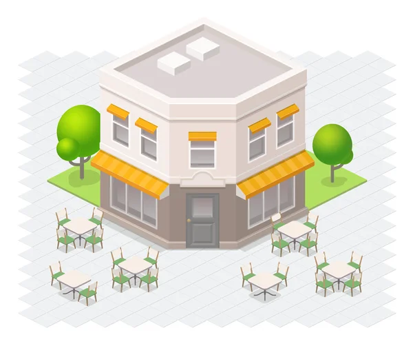 Isometric restaurant building — Stock Vector