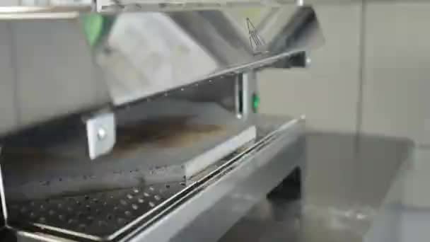 El cocinero pone pan de pizza en la estufa de leña . — Vídeos de Stock