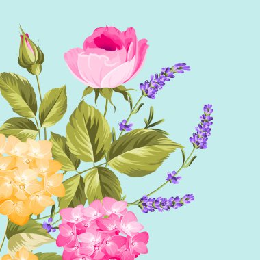 Lavanta ve gül çiçek demet