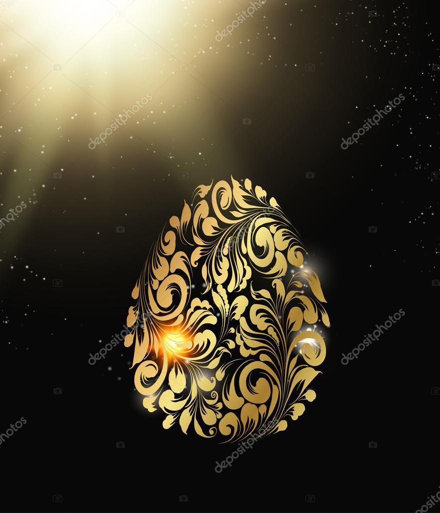 Easter egg. Egg on the black background. Happy easter. Holiday card. Template for your egg design. Vector illustration.