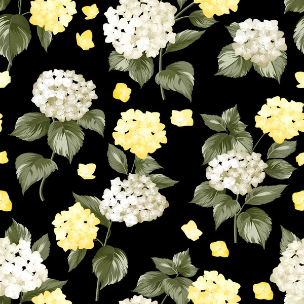 Schwarzes Muster von Sommerblumen. — Stockvektor