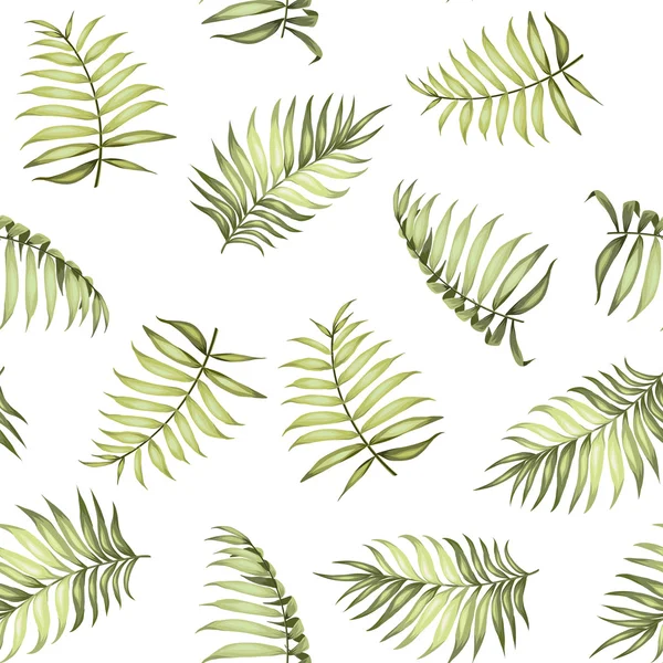 Topical palm leaves pattern. — Stock Vector