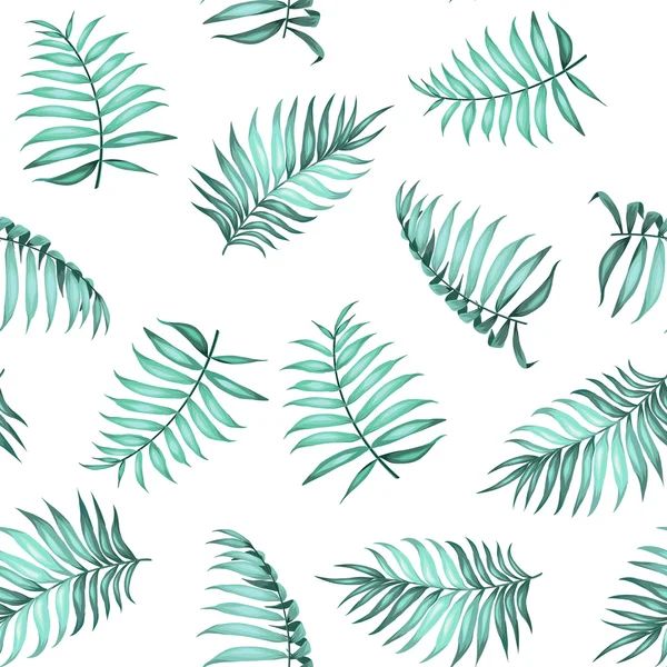 Topical palm leaves pattern. — Stock Vector