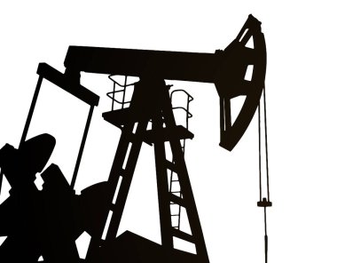 Petrol kulesi ve pompaların siyah silueti.