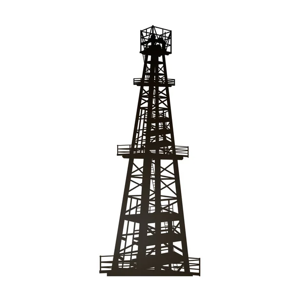 Petrol kulesi ve pompaların siyah silueti. — Stok Vektör