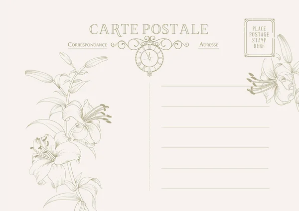 Modèle de fond de carte postale vintage. Illustration vectorielle — Image vectorielle