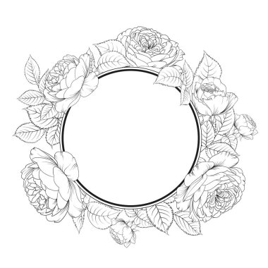 Çiçek çerçeveli davetiye kartı. Vektör illüstrasyonu.