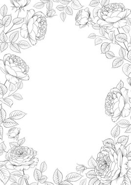 Çiçek çerçeveli davetiye kartı. Vektör illüstrasyonu.