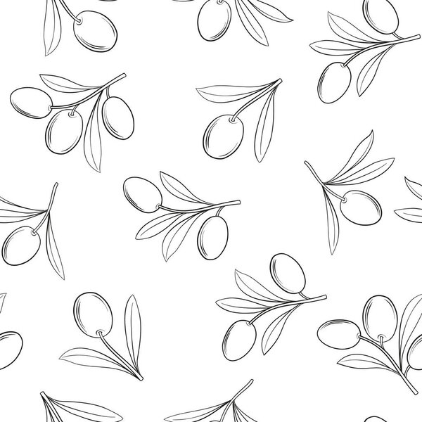 Узор оливковых ветвей на белом фоне.