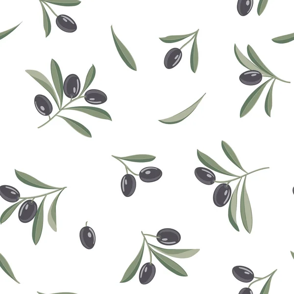 Olives branch pattern on white background. — Stock Vector