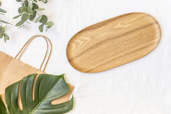 stock image Top view tropical leaves on vibrant background. Summer flat lay composition.