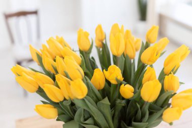 Evin içinde bir buket taze lale var..