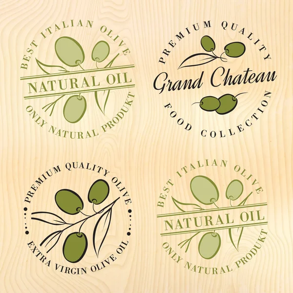 Étiquettes d'huile d'olive naturelle . — Image vectorielle