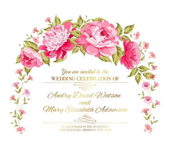 Ghirlanda di peonia . — Vettoriale Stock