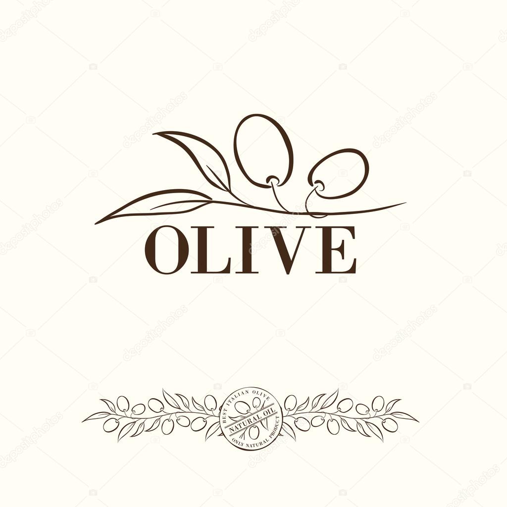 Olive label, logo design. Vector illustration.