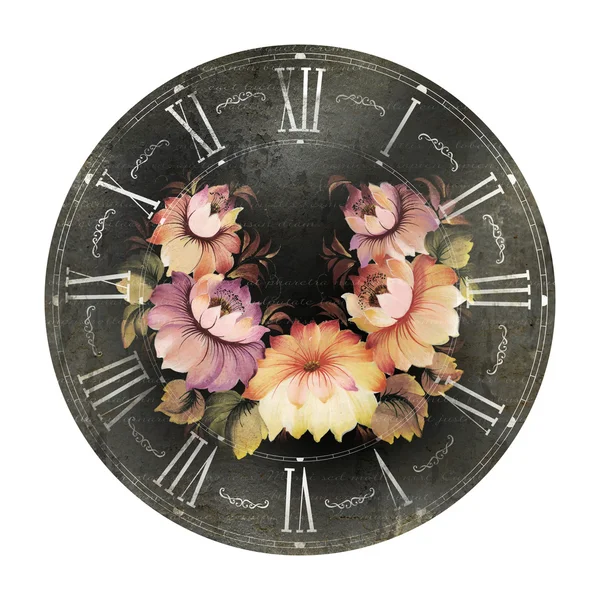 Horloge avec des fleurs . — Photo