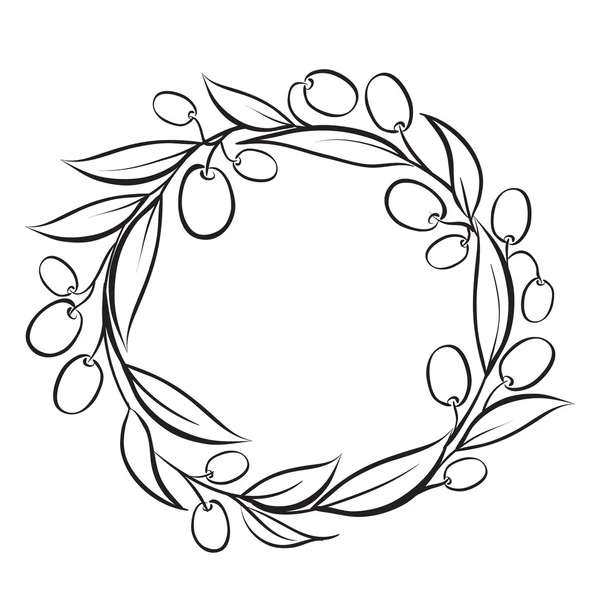 Olive wreath frame. — Stock Vector