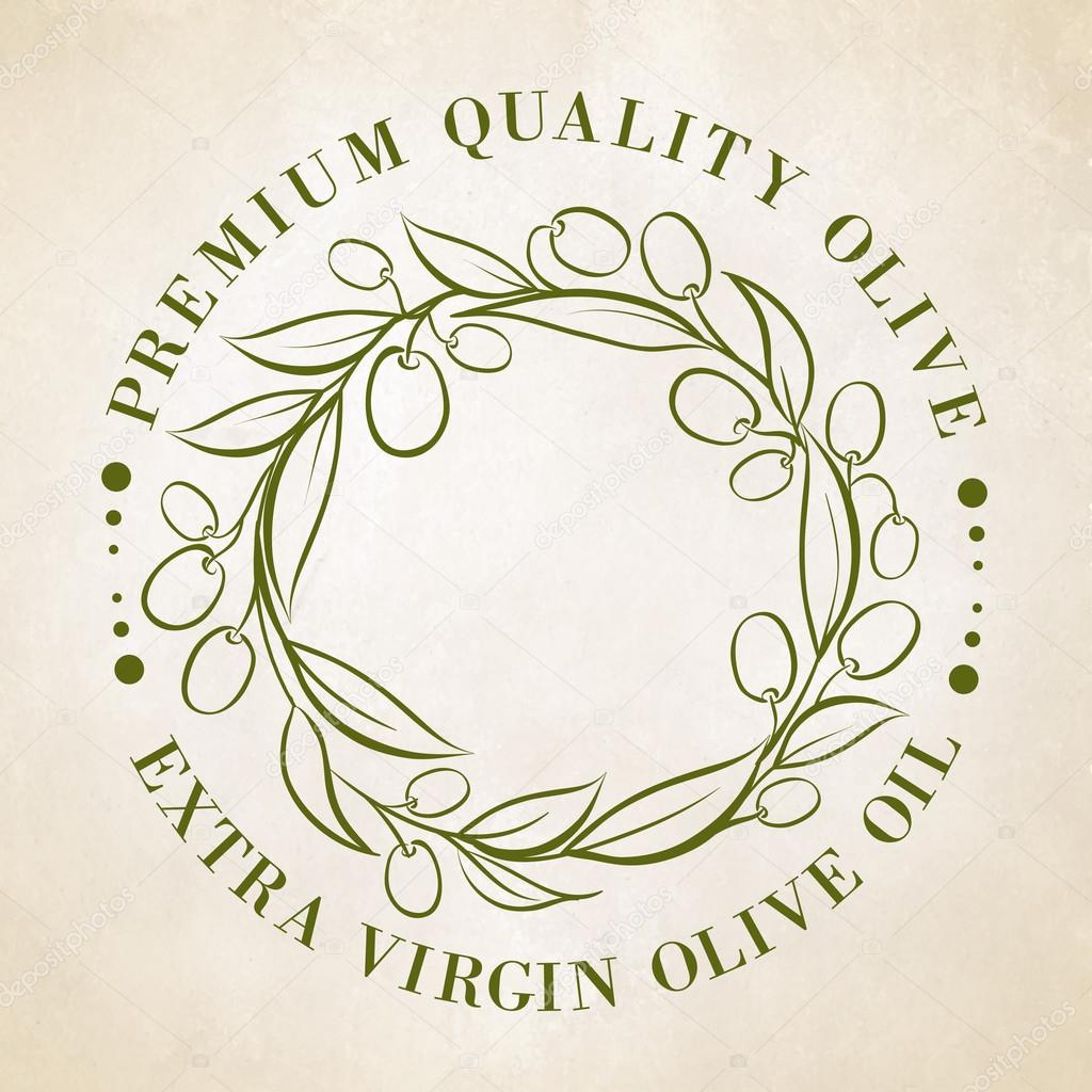 Olive label elements over colored backgrounds. Vector illustration.