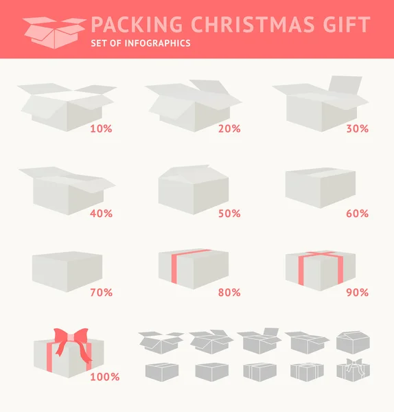 Verpakking van de Gift van Kerstmis. — Stockvector