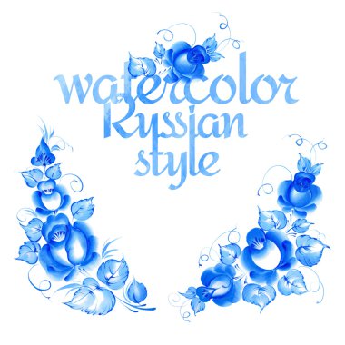 Gzhel tarzı çerçeve çiçek.