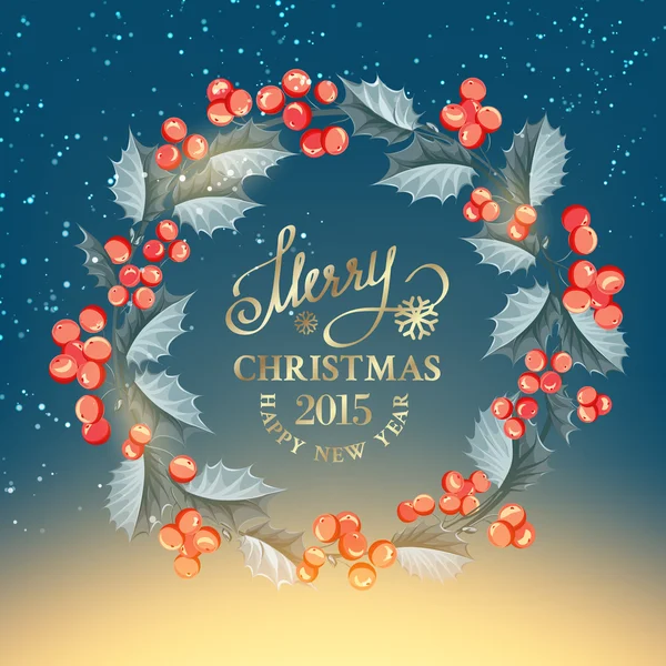 Christmas mistletoe wreath. — Stock Vector