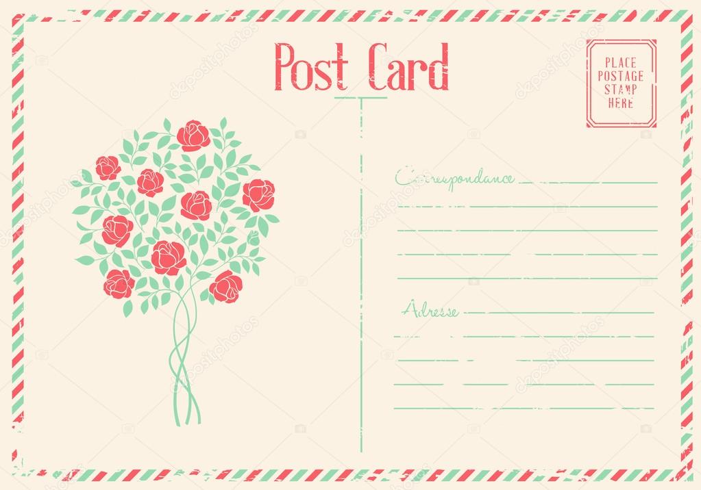 Rose bush postcard.