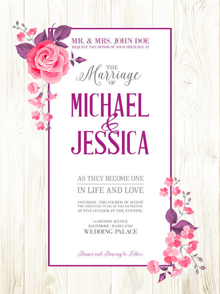 Printable vintage marriage invitation.