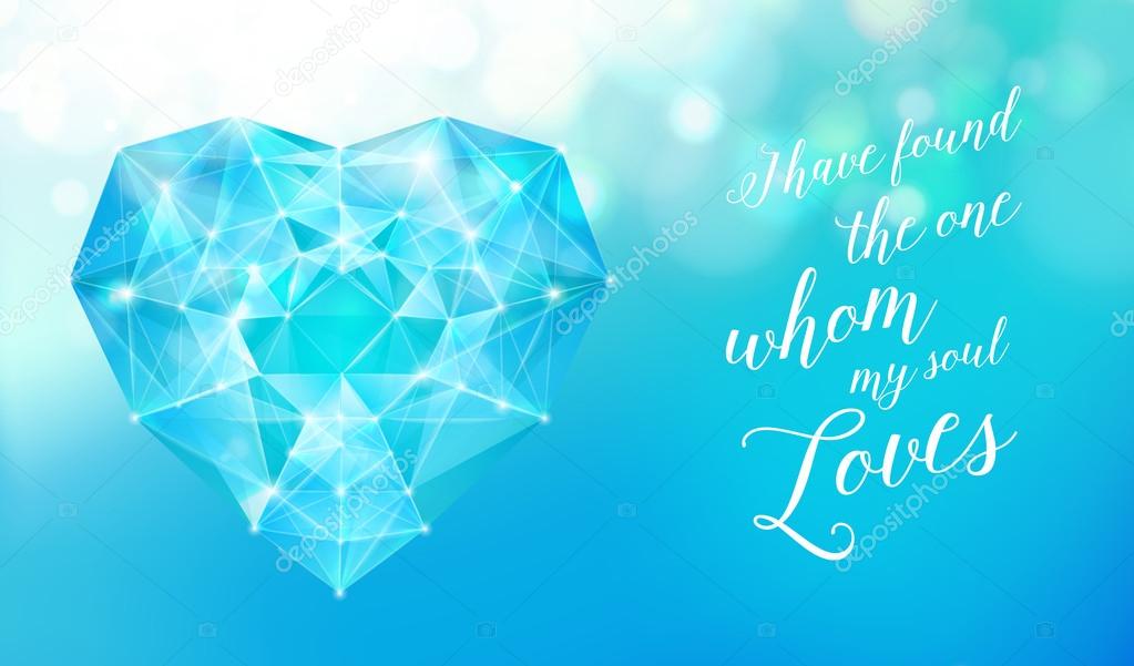 Valentines day blue diamond for your design, template. Vector illustration