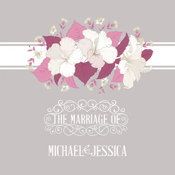 Invitation au mariage avec hibiscus . — Image vectorielle