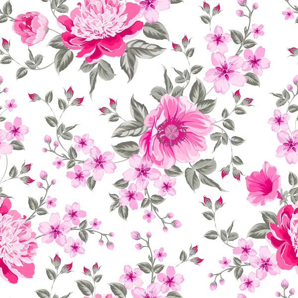 Modèle de pivoine de couleur luxueuse . — Image vectorielle