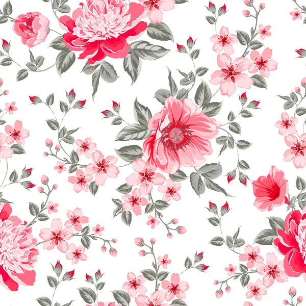 Modèle de pivoine de couleur luxueuse . — Image vectorielle