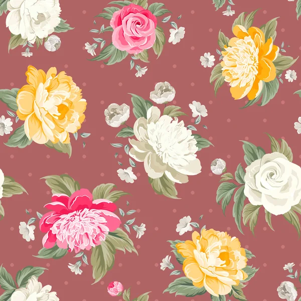 Naadloze peony patroon. — Stockvector