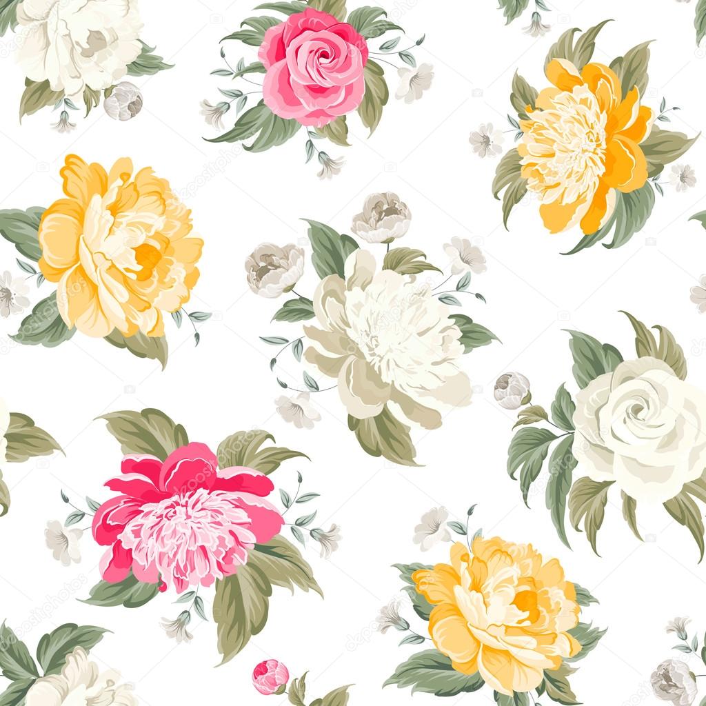 Seamless peony pattern.