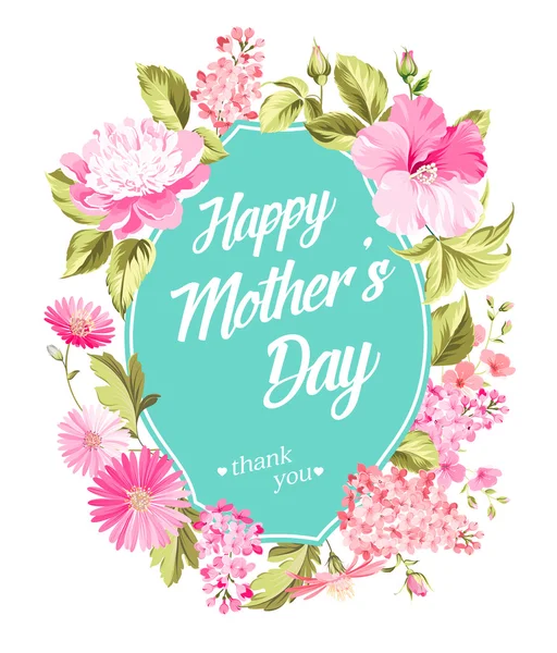 Happy Mothers Day. Wenskaart met voorjaar bloemen. Vectorillustratie. — Stockvector