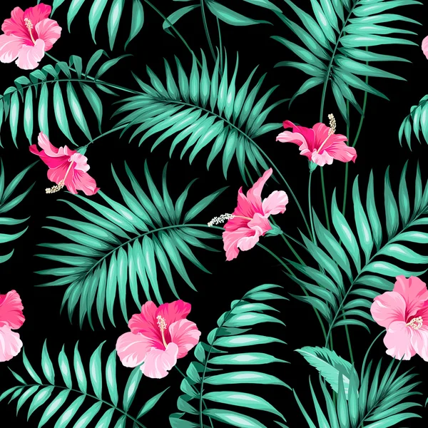 Flores tropicais e selva . — Vetor de Stock