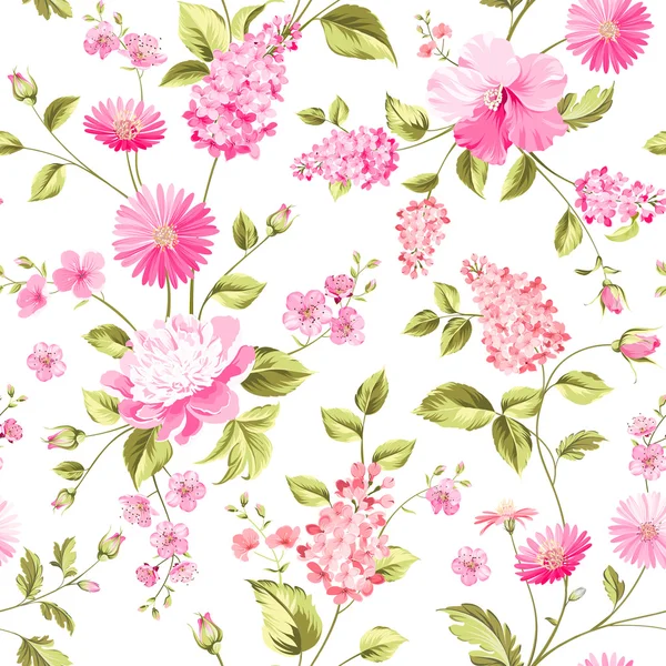 Spring flowers pattern. White background. — Stock Vector