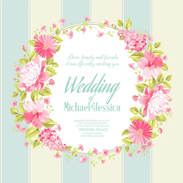 Tarjeta de invitación de boda con texto personalizado . — Archivo Imágenes Vectoriales