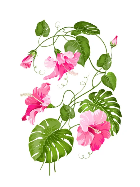 Guirnalda de flores tropicales . — Archivo Imágenes Vectoriales