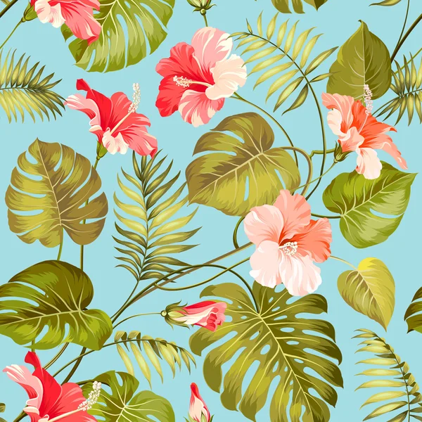 Flor tropical sin costuras . — Vector de stock