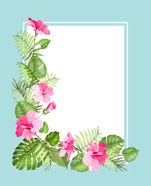 Guirnalda de flores tropicales . — Vector de stock