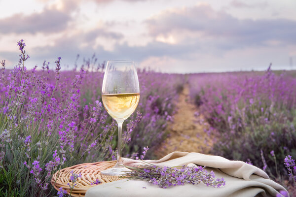 Бутылка вина против лаванды
.